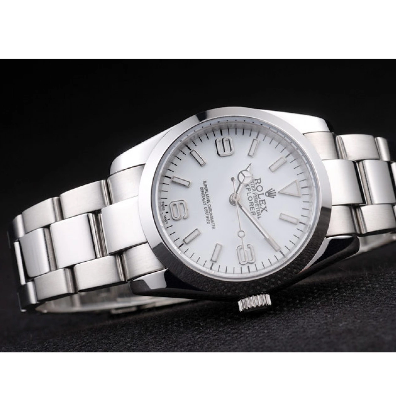Aaa replica watch Steel 98086 Dial Stainless White Rolex Polished Explorer 0814